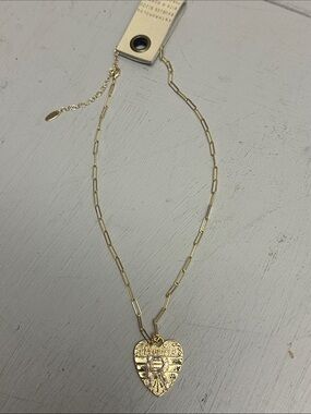 Anthropologie "R" Gold Heart Pendant Necklace - Women Jewelry NWT